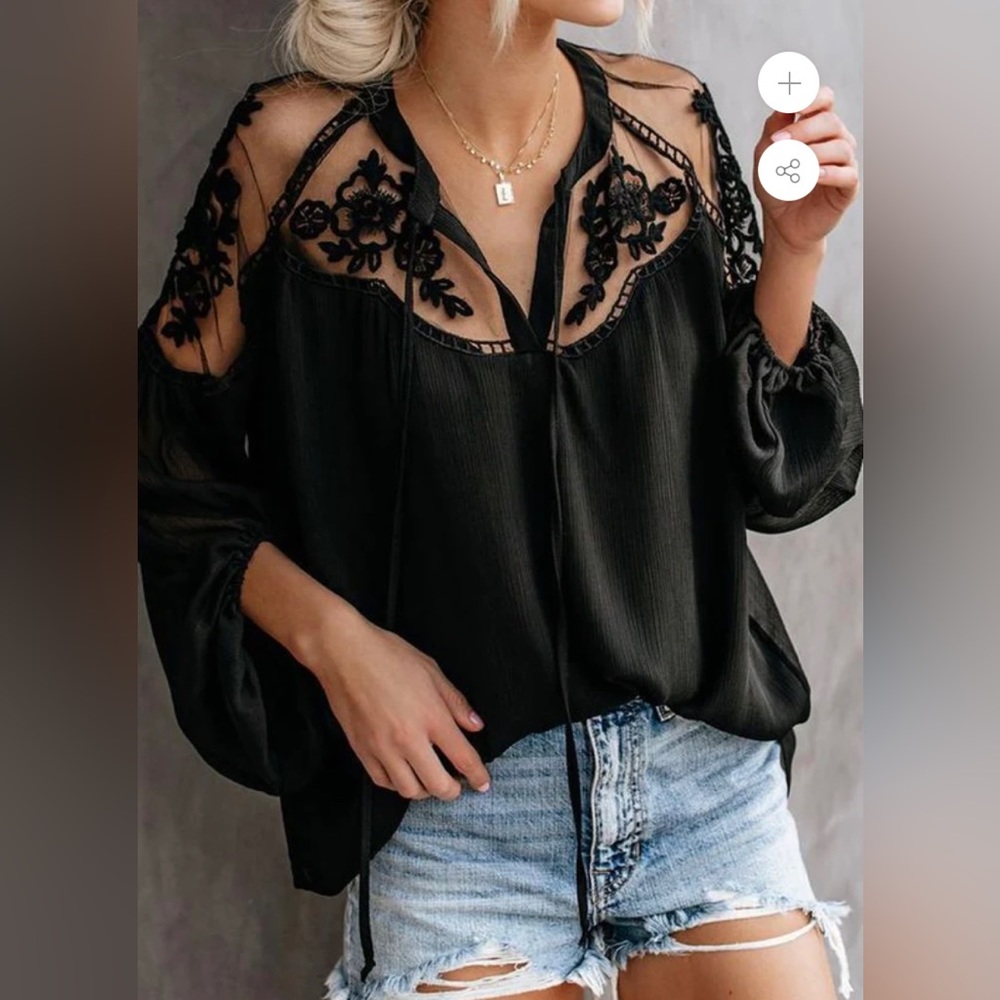 FORMAL INVITATION LACE BLOUSE - BLACK